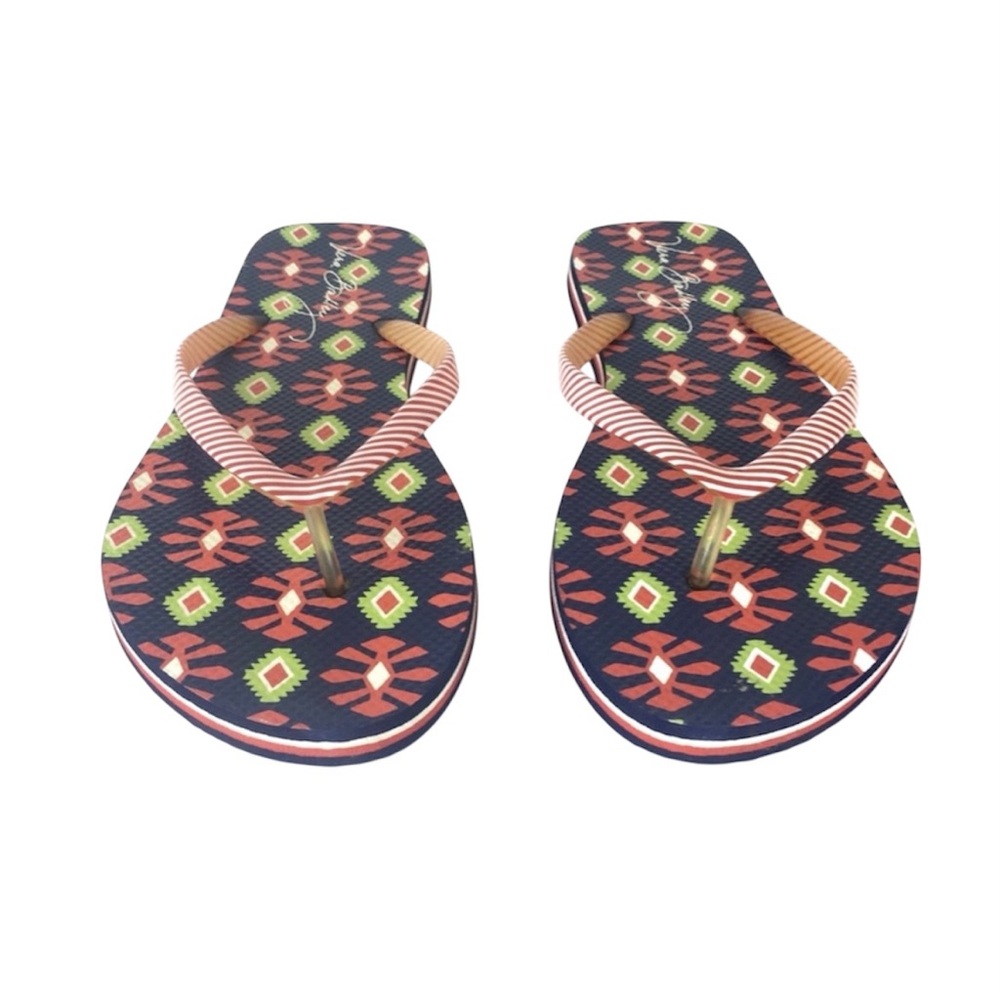 Womens Flip Flops Size 7-8 Vera Bradley Sun Valley Sandals Navy Red White